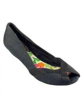 ROCKET DOG Shoes Wedges Open Toe Women's Fabric Black Size 9.5M